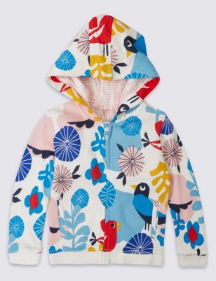 Pure Cotton All Over Print Hooded Sweatshirt